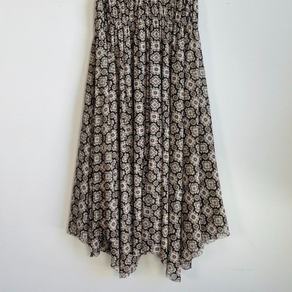 Michael‎ Kors Babydoll Mesh Overlay Midi Dress Large Boho Asymmetrical - Picture 3 of 8